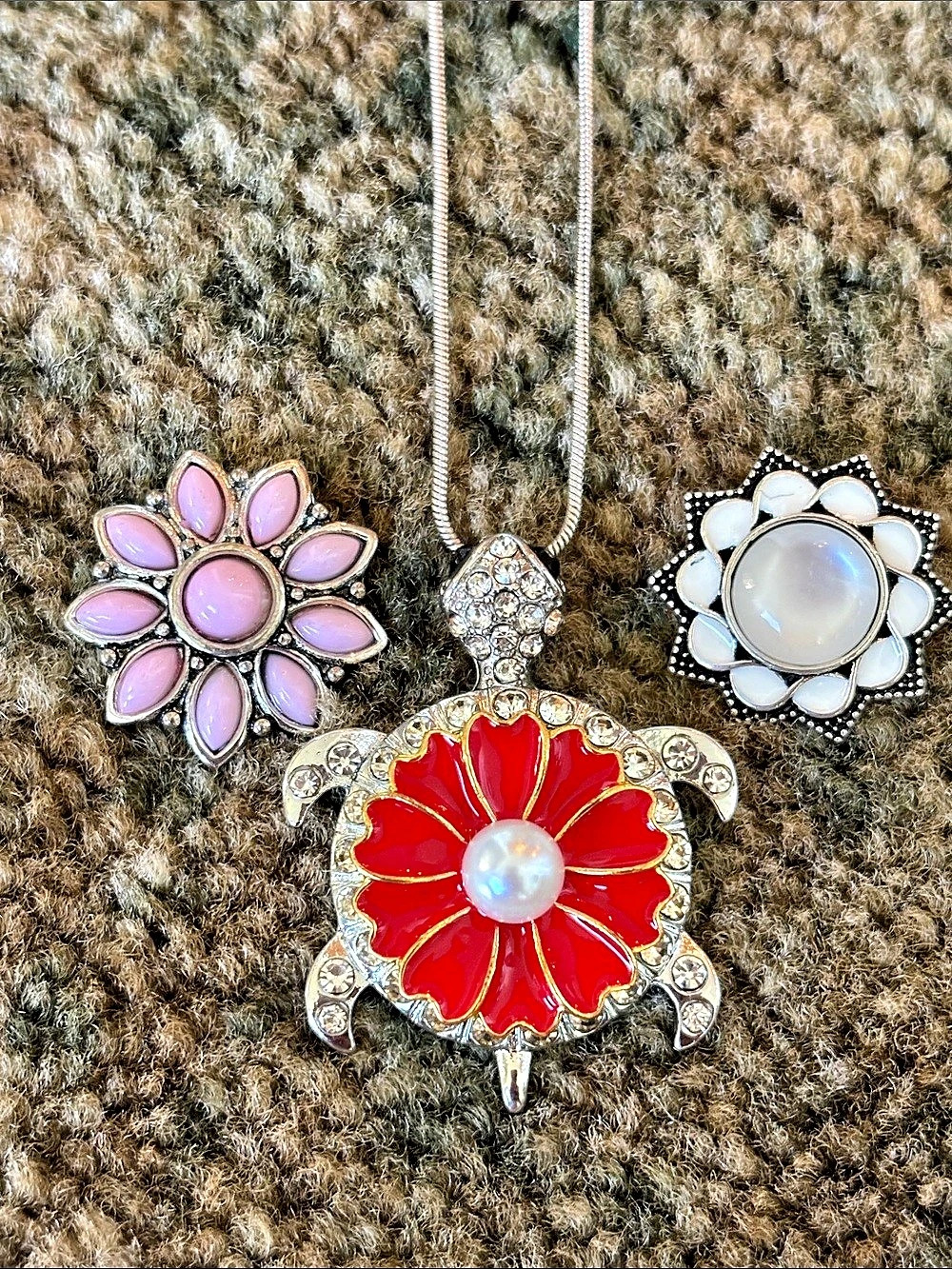 NWOT Interchangeable Pendant Necklace in Red & Pink